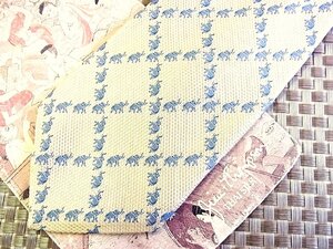 ★RB0985★【刺繍・象 ゾウ 動物 格子 柄】ジムトンプソン【美品】ネクタイ