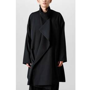 Yohji Yamamoto POUR HOMME/ヨウジヤマモト プールオム/21AW/Coat Wrinkle Gabardine/アシンメトリー/ウールギャバロングコート/HX-C04-100