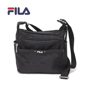 FILA[フィラ]　ナイロンショルダーバッグ レディース　 ブラック フラワー 7693 　軽い たくさん入る ポケット多い 斜め掛け