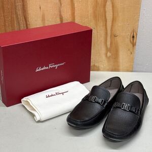 ③ Salvatore Ferragamo AMER ZM 58458 NERO PEBBLE CALF ドライビングシューズ サイズ 8EE サルヴァトーレ・フェラガモ