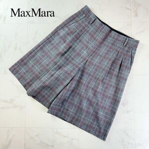 美品 Weekend Max Mara ウィークエンド マックスマーラ ウールハーフパンツ グレンチェック ボトムス レディース グレー系 サイズ40*QC1251