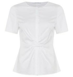 新品 36,000円 ヒューゴボス シャツ ブラウス ビジネス レディースL XLサイズ42 44ホワイト白オフィスIT46カットソー半袖TシャツKAONドレス