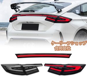 【2024年新型】シビック テールランプ FL1 FL4 タイプr FL5 一文字 テールライト カスタムパーツ 全LED 純正交換用(インナーホワイト)