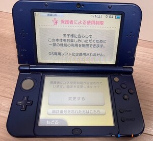 Nintendo 任天堂 Newニンテンドー3DSLL 本体のみ RED-001 紺 ネイビー 動作確認済 未初期化 保護者制限有 タッチペン無 現状品