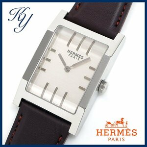 1円～ 3ヶ月保証付き 磨き済み 美品 本物 人気 HERMES エルメス タンデム TA1.710 革ベルト メンズ 時計