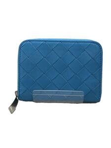 BOTTEGA VENETA◆イントレミニウォレット/財布/レザー/BLU/イントレチャート/ジップ/レディース//