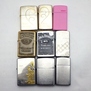 A25-68《9個セット》ZIPPO ジッポー ライター　ブリリアント ハート ペア/ジャックダニエル/ドランカー/スリム 桜/ピンク他　火花確認済