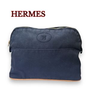 HERMES エルメス ボリード ポーチ キャンバス ネイビー