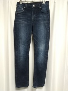 Ｎudie Jeans ストレッチ スキニーデニムパンツ サイズ28 青 ブルー ジーンズ 古着 細身 ボトムス DENIM pants ロック 中古 