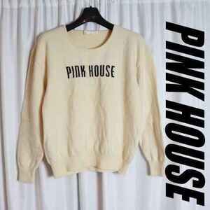 ピンクハウスPINKHOUSE 極上の柔らかさ！シンプルロゴデザイン！ラムウールセーター 丸首ニットカットソーシャツ 金子功カネコイサオ100607