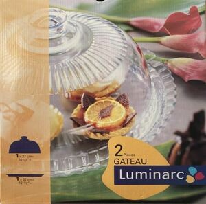 ◆ ケーキサーバー付 ◆ フランス制　 Luminarc リュミナク　ケーキカバー　皿付き