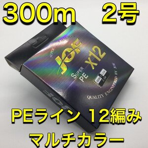 (L08)送料無料・PE ライン・12編・2号・マルチカラー・300ｍ