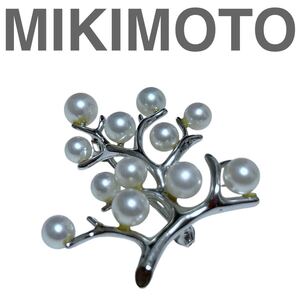 美品 MIKIMOTO シルバー パール 幸福の木 ブローチ アクセサリー 結婚式 披露宴 パーティー プレゼント ギフト 贈り物 高級 送料無料