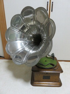 ★中古品 NIPPON OPHONE 蓄音機 ラッパ型 アンティーク 当時物 稼働品 ★