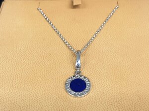 送料無料 新品仕上げ済み BVLGARI ブルガリ ネックレス ラピスラズリ ブルガリブルガリ K18WG 750 ペンダント チャーム アクセサリー 8.8g