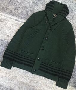 稀少カラー 肉厚 ★ RRL RALPH LAUREN ★ ダブルアールエル ラルフローレン ショールカラー カウチン ニット ジャケット カーディガン S