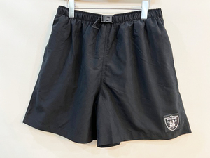 2000★DUCK ROW DEPART/ダックロー WAPPEN SUMMER SHORTS ワッペン付きナイロンショーツ ブラック メンズ Mサイズ アウトドア 水陸両用★