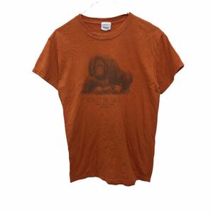 半袖Tシャツ レディース　Sサイズ程度　オレンジ　アニマル　オラウータン　古着卸 アメリカ仕入 t2206-3484