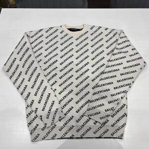 BALENCIAGA バレンシアガ ニット セーター 2022 Logo-Intarsia コットン×ウール 702952 ホワイト XS