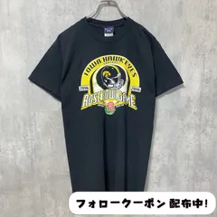 古着 used　IOWA HAWKEYES　アメフト　半袖プリントTシャツ　スポーツ　黒　ブラック　レトロ　デザイン　クルーネック