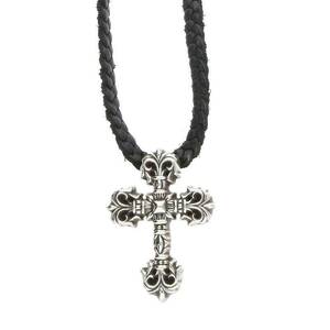 クロムハーツ Chrome Hearts FILIG/CROSS-XSM LB/フィリグリークロスXS wレザーブレイド/シルバーネックレス 中古 SS07