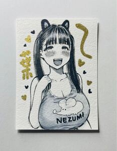 直筆原画　直筆イラスト　直筆サイン入り　昼寝　乙葉