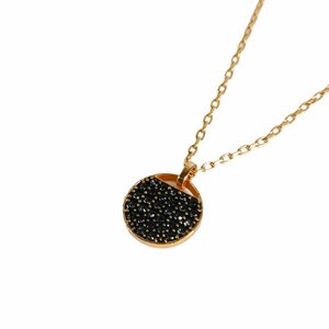 良品 SWAROVSKI スワロフスキー GINGER PENDANT サークル コイン クリスタル ペンダント ネックレス アクセサリー ゴールド×ブルー J0603