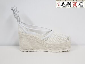 ボッテガヴェネタ BOTTEGA VENETA ストレッチ ウェッジ サンダル 689536 ホワイト サイズ36 極上美品 エスパドリーユ 靴