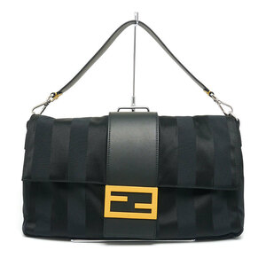 フェンディ FENDI ショルダーバゲット 7VA478 ナイロン×レザー ブラック×イエロー 3WAYバッグ 保存袋・ストラップ付 美品