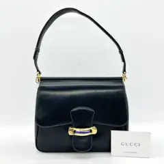 GUCCI グッチ ワンショルダーバッグ ネイビー レザー ハンドバッグ