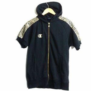 Champion チャンピオン ジャージ パーカー 半袖 M 黒金