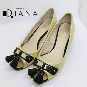 DIANA ダイアナ オープントゥ ウエッヂヒール タッセル 国産 22.5㎝