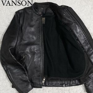 【美品】 バンソン VANSON 【無骨な漢スタイル】 シングルライダース レザージャケット ブラック サイズ38 メンズ Ｌ相当 秋冬 アウター