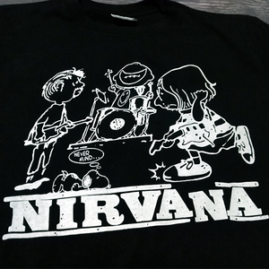 送料無料【Nirvana × peanuts風】Never Mind /ニルヴァーナ / ブラック★選べる5サイズ/S M L XL 2XL/ヘビーウェイト 5.6オンス