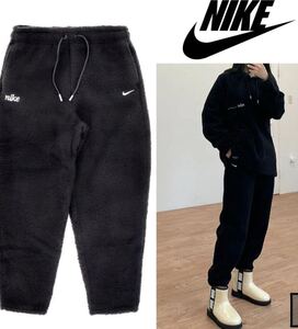 M 新品 NIKE ナイキ ウィメンズ ボア コージー コア サーマ フリースパンツ テーパードパンツ ボアパンツ 黒 ブラック