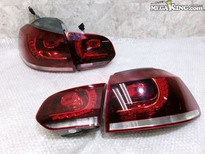 VW フォルクスワーゲン ゴルフ6 純正 HELLA ヘラ LED リア テールランプ テールライト レンズ 1台分 A046343 点灯OK / 4R11-1404