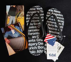 新品 デッドストック American Apparel × tidal New York Cities ビーチサンダル 26cm 未使用品 Los Angeles ロサンゼルス US8 