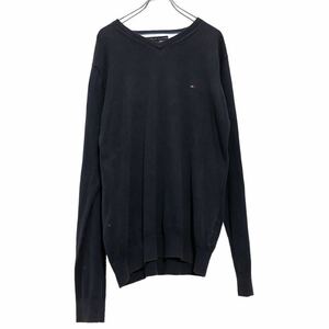 TOMMYHILFIGER ニットセーター M トミーヒルフィガー Vネック ワンポイント 古着卸 アメリカ仕入 a504-5222