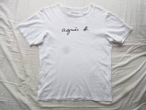 agnes b. アニエスベー ロゴプリント入り　Tシャツ　サイズ T1 日本製 ホワイト