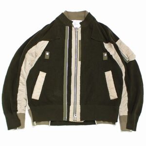 Sacai サカイ 22SS Nylon Twill Mix Blouson MA-1 ボンバージャケット 2 カーキ×ベージュ