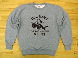 U.S. NAVY VF-31 杢グレー 9.7oz トレーナー 黒 L スウェット トムキャット VFA-31 USN