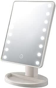 オーム(OHM) 電機Iberis 鏡 卓上 LEDライト付き スタンド付き 女優鏡 女優ミラー メイクアップミラー スターメイク