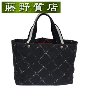 シャネル CHANEL トラベルライン トートバッグ ショルダー ナイロン 黒 シルバー金具 カード 8225