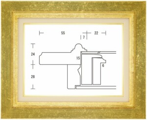 額縁 油彩額縁 油絵額縁 木製フレーム レインボー 金 サイズM30号