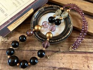 上品 ビーズ ネックレス ロング アンティーク アクセサリー フォーマル ペンダント beads necklace formal accessory pendant antique G