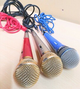 マイクロフォン マイク Dynamic Microphone Primo IMP 500Ω 赤 シルバー AIWA IMP 600Ω 青 有線マイク ３本共に動作確認美品 