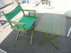 飛騨家具　キャンピングチェア＋テーブルセット／ディレクターズチェア　アウトドア、キャンプ(^00YA14C