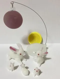 ‪☆月見‪☆うさぎ ガラス細工 ミニチュア セット