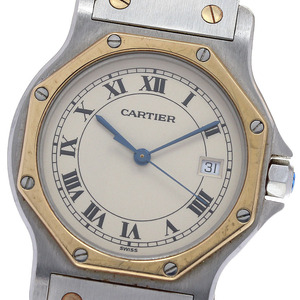 カルティエ CARTIER サントスオクタゴンLM YGベゼル デイト クォーツ メンズ 保証書付き_840578