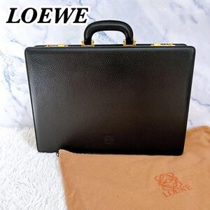 送料無料　ヴィンテージ LOEWE　ロエベ アタッシュケース　アナグラム ロゴ　レザー ビジネスバッグ　ダイヤルロック　ブラック 黒